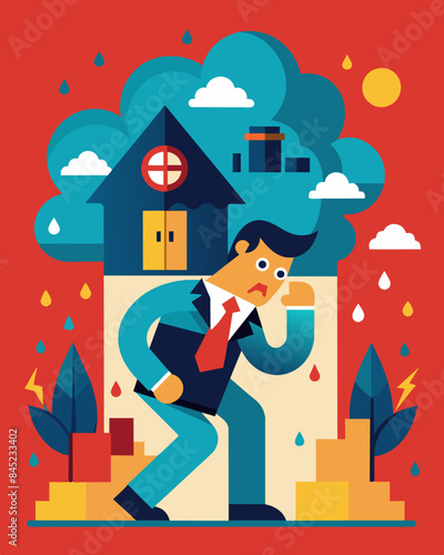 Small Businesses Feeling the Squeeze in Recession Climate. Vector illustration