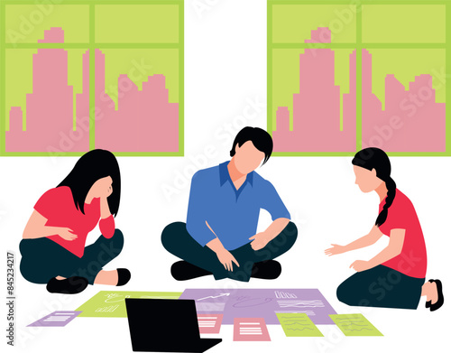 Coworkers are working as a team.