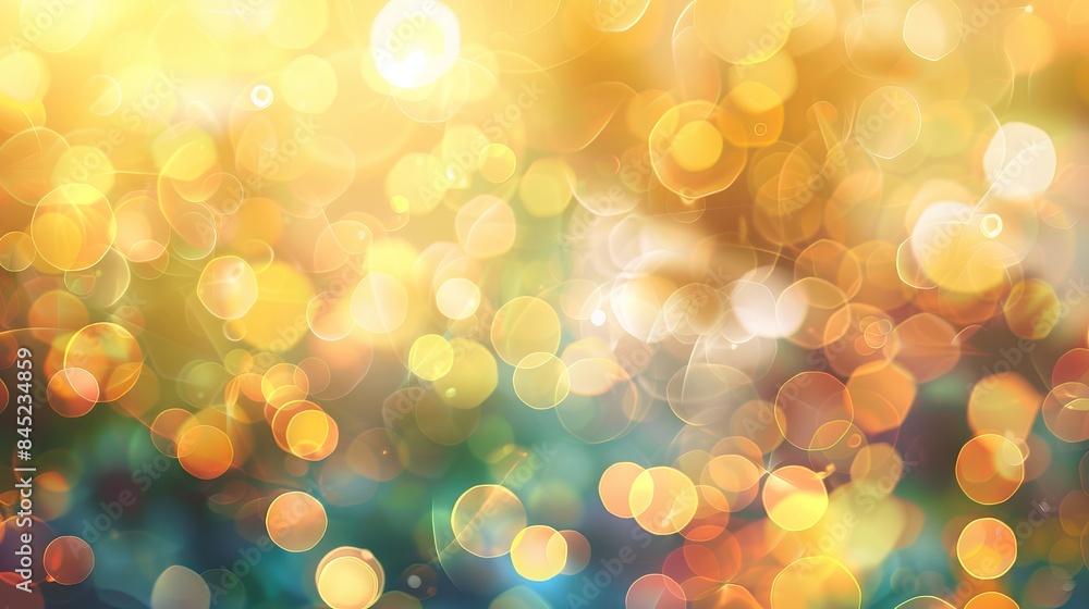 Glimmering golden bokeh effect - Authentic dust particles and radiant lens flare on a lustrous backdrop Glimmering golden bokeh effect - Authentic dust particles and radiant lens flare on a lustrous backdrop