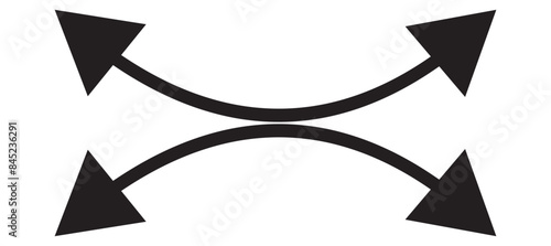 Dual semi circle arrow. Vector illustration. Semicircular cur ved thin long double ended arrow. Replaceable vector design