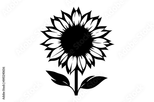 Sunflower silhouette vector illustration.