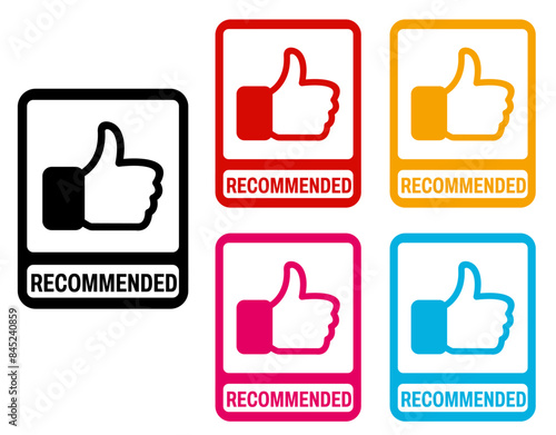 set Hand thumb Recommended icon sign banner labels design vector illustration