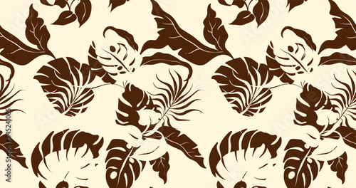 Seamless tropical leaves pattern. Abstract leaves pattern