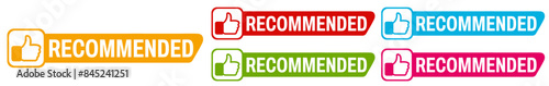 set collection colorful trendy recommended sign icon. Recommend thumb labels template design vector illustration