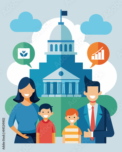 In order to assist struggling families the government increased funding for social welfare programs and expanded eligibility criteria during the economic crisis.. Vector illustration