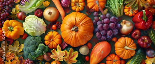 Autumn Vegetables Laid Out As Ingredients For Tasty Thanksgiving Or Christmas Dishes