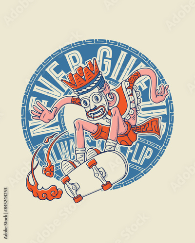 Aztec urban skater ethnic character