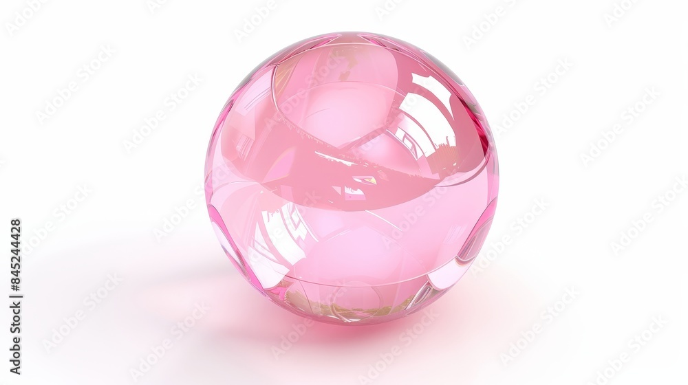 Delicate pink glass globe 3D emblem, capturing the essence of nature, isolated on a white background, with precise studio lighting Delicate pink glass globe 3D emblem, capturing the essence of nature, isolated on a white background, with precise studio lighting