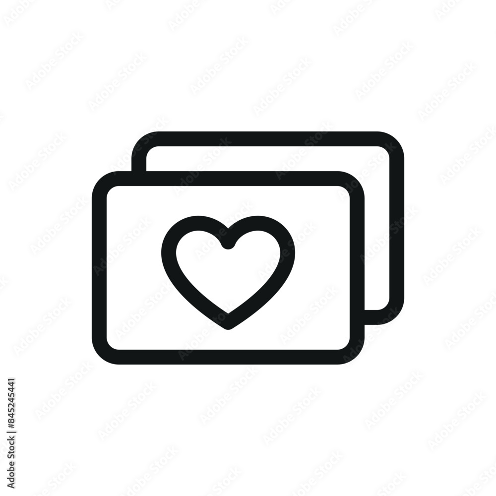 Favorite cards isolated icon, cards with heart symbol vector icon with editable stroke Favorite cards isolated icon, cards with heart symbol vector icon with editable stroke