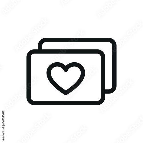 Favorite cards isolated icon, cards with heart symbol vector icon with editable stroke