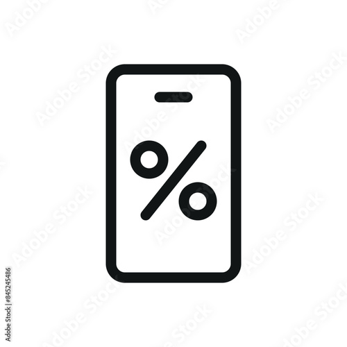 Mobile phone with percent symbol isolated icon, discounts app vector symbol with editable stroke photo