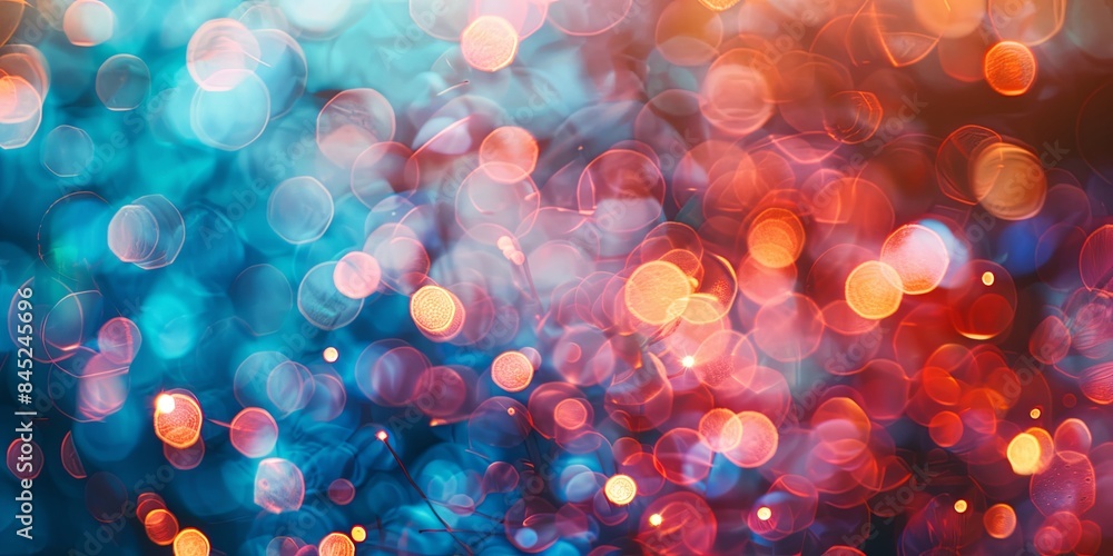 Naklejka premium Explosive Red and Blue Fireworks Display Night Sky