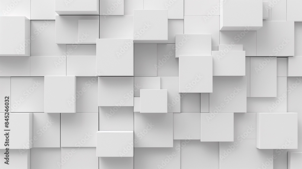 Random shifted white cube boxes block background wallpaper banner with copy space Random shifted white cube boxes block background wallpaper banner with copy space