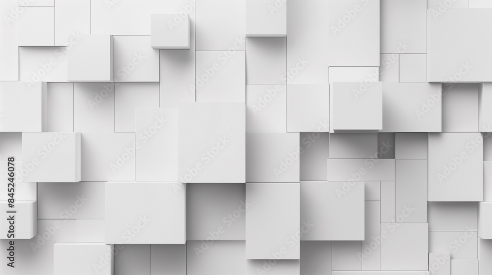 Random shifted white cube boxes block background wallpaper banner with copy space 
