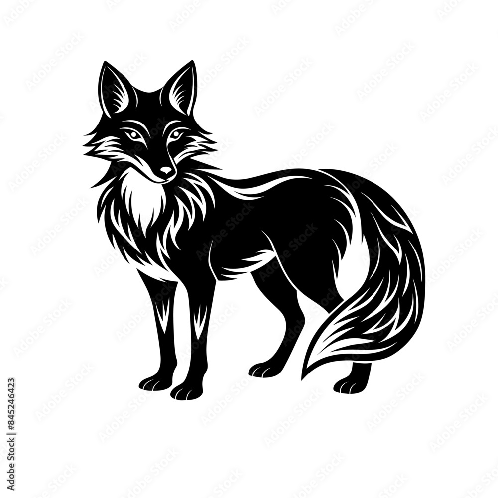 A silhouette fox illustration on white background 1 A silhouette fox illustration on white background 1