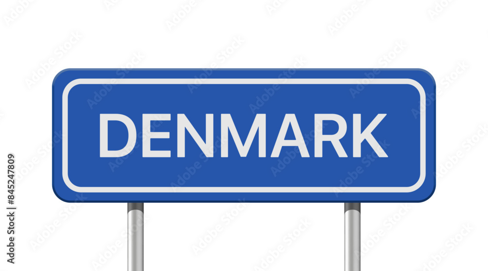 Realistic Denmark road sign isolated on white background Realistic Denmark road sign isolated on white background