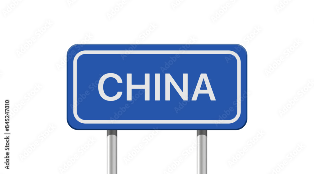 Realistic China road sign isolated on white background Realistic China road sign isolated on white background