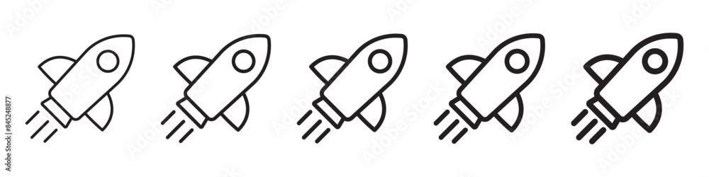 Rocket icon. Simple outline rocket sign. Rocket launched icon. Rocket icon. Simple outline rocket sign. Rocket launched icon.