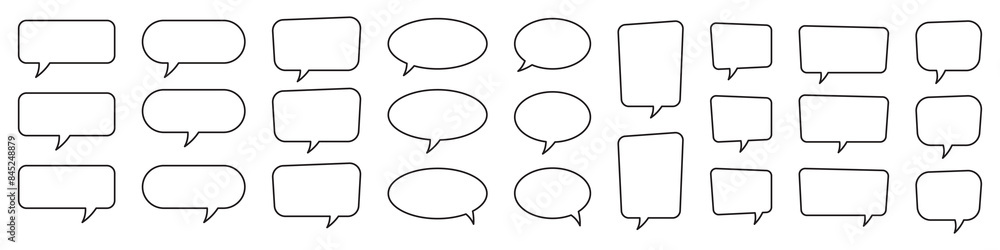 Speech bubble, speech balloon, chat bubble line art icon for apps and websites. Speech bubble, speech balloon, chat bubble line art icon for apps and websites.