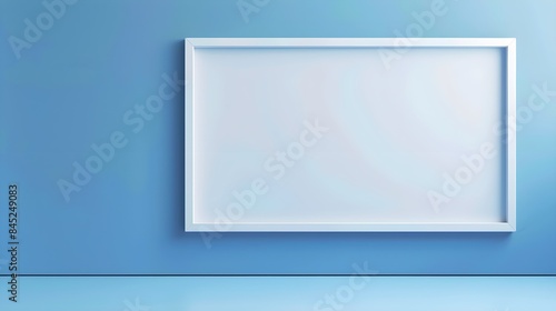 Quotation box on blue background, White quote frame on blue wall 3d illustration.