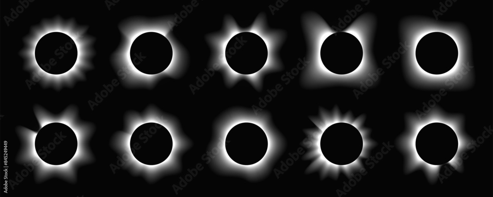 Set of circle illuminate light frames Set of circle illuminate light frames