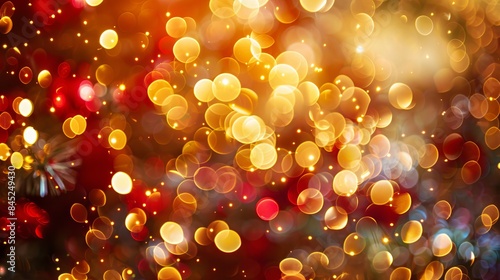 Glimmering abstract golden bokeh lights - Ideal for festive seasonal Decor or elegant Christmas backdrops