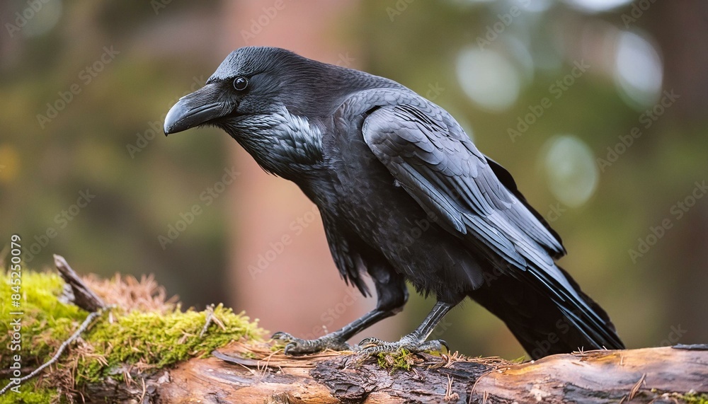 Fototapeta premium Northern Watcher: A Wild Raven in its Natural Habitat