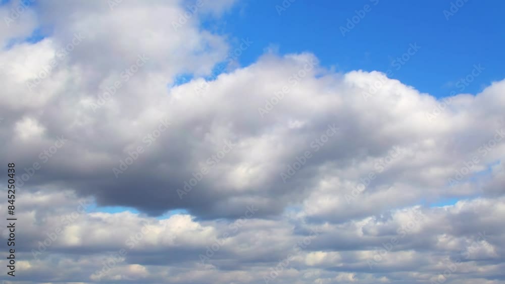 Huge, low clouds slowly move across the sky. Cumulus white clouds with dark bottoms. Huge, low clouds slowly move across the sky. Cumulus white clouds with dark bottoms.
