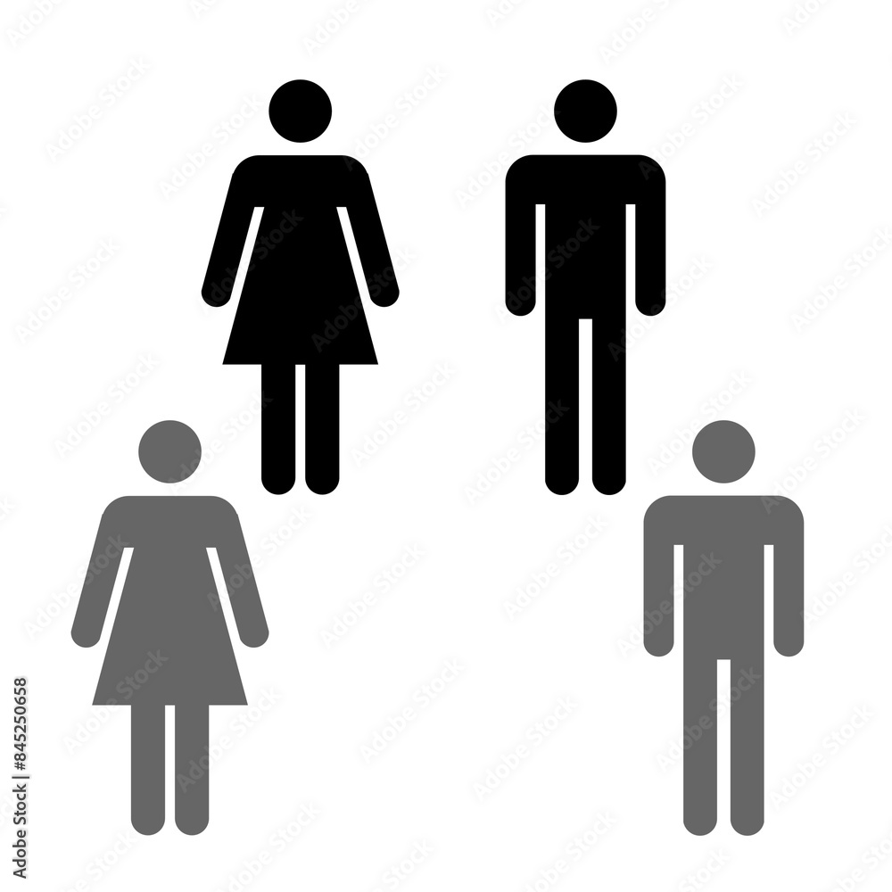 flat icon of man and woman in red and black color flat icon of man and woman in red and black color