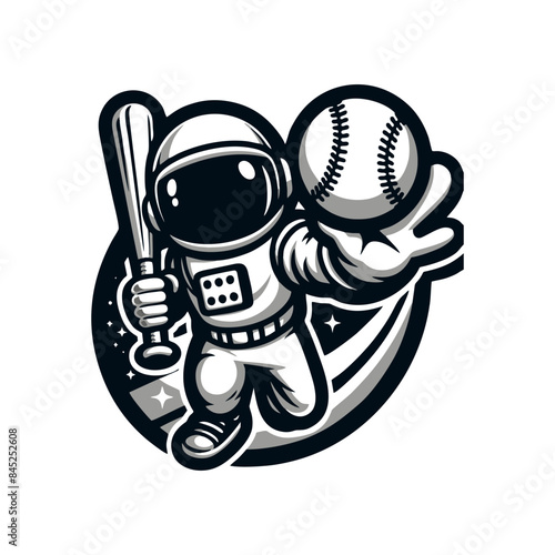 Cute Astronaut Playing baseball Cartoon Vector Icon Illustration