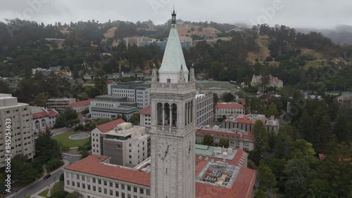 flying clockwise around Campanile tower on UC Berkeley campus photo