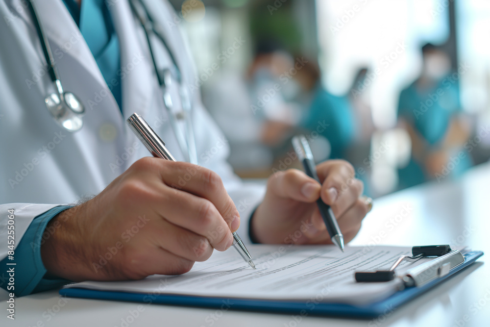A doctor wring a prescription, Medicine and healthcare concept. A doctor wring a prescription, Medicine and healthcare concept.