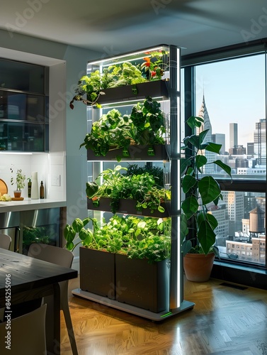 Modern indoor hydroponic garden in urban apartment shines as an oasis of sustainable living © PSCL RDL