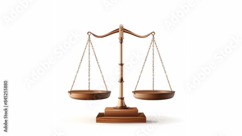 a realistic antique balance scale on a pure white background