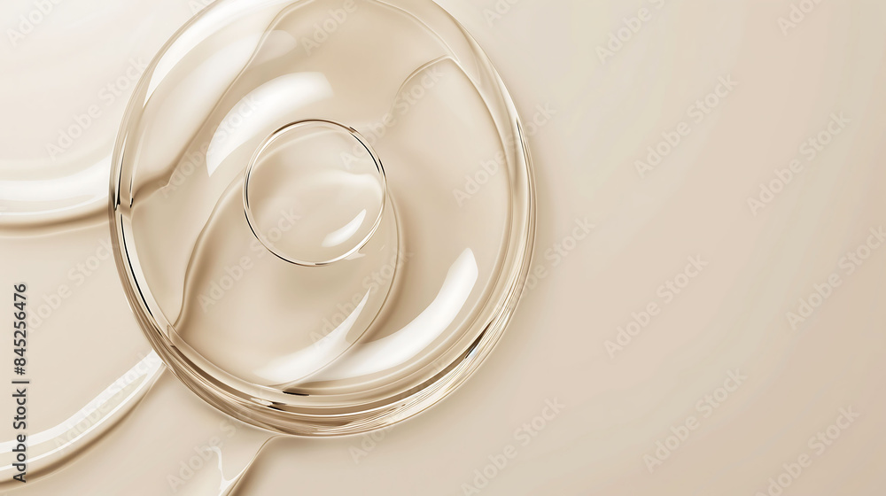 Circle shape in glass effect on beige color background for product presentation. Circle shape in glass effect on beige color background for product presentation.