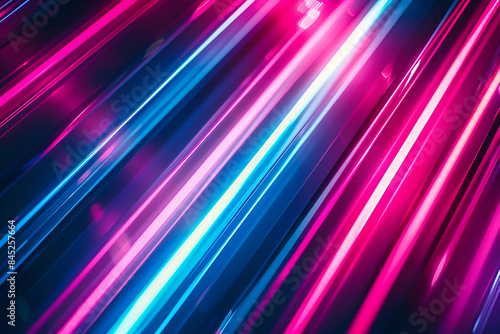 Abstarct, colorful and glowing neon smoke lines on dark background, High quality, Abstract technology futuristic glowing neon blue and pink light lines with speed motion movingon dark blue background