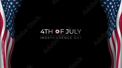 Tablou pe pânză 4th of July Independence day of United States, dark blue background with draped flag