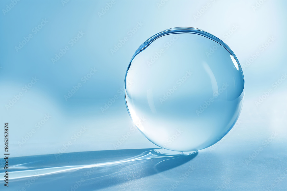 Circle shape in glass effect on blue color background for product presentation. Circle shape in glass effect on blue color background for product presentation.