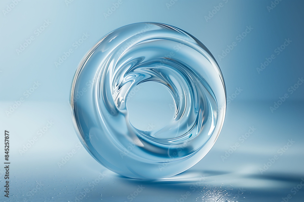Circle shape in glass effect on blue color background for product presentation. Circle shape in glass effect on blue color background for product presentation.