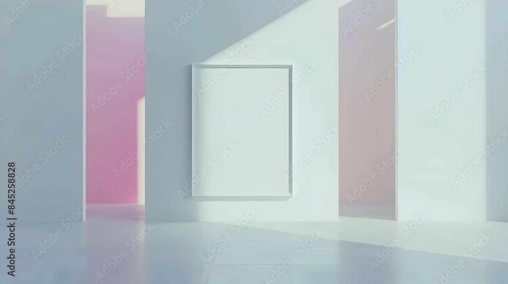 Minimalistic bright aesthetic ad advertising mockup with blank white empty paper frame board billboard Sign template with copy space for text, indoor announcement promotion concept Minimalistic bright aesthetic ad advertising mockup with blank white empty paper frame board billboard Sign template with copy space for text, indoor announcement promotion concept