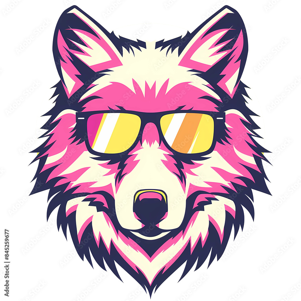 Obraz premium cute wolf wear sunglasses, suitable for mascot