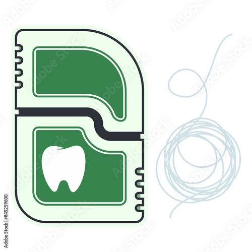 Teeth cleaning string vector cartoon illustration isolated on a white background.