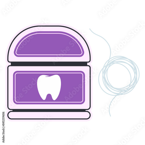 Oral floss for kids vector cartoon illustration isolated on a white background.