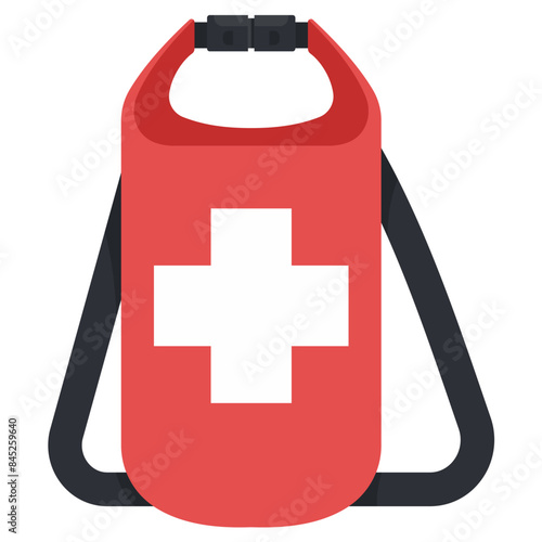 First aid dry bag vector cartoon illustration isolated on a white background.