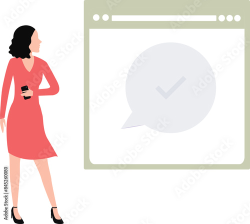 A girl is looking at the online business.