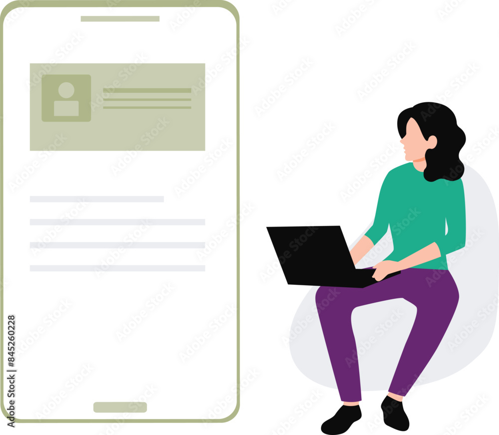 A girl is using laptop for online registration. A girl is using laptop for online registration.
