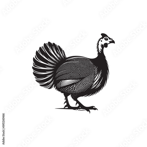 Guinea fowl Silhouette: Enhance Your Artwork with Exotic Bird Graphics- Guinea fowl Vector - Guinea fowl Illustration.