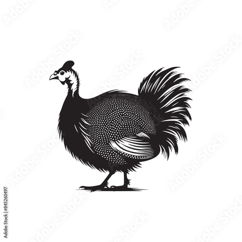 Guinea fowl Silhouette: Enhance Your Artwork with Exotic Bird Graphics- Guinea fowl Vector - Guinea fowl Illustration.