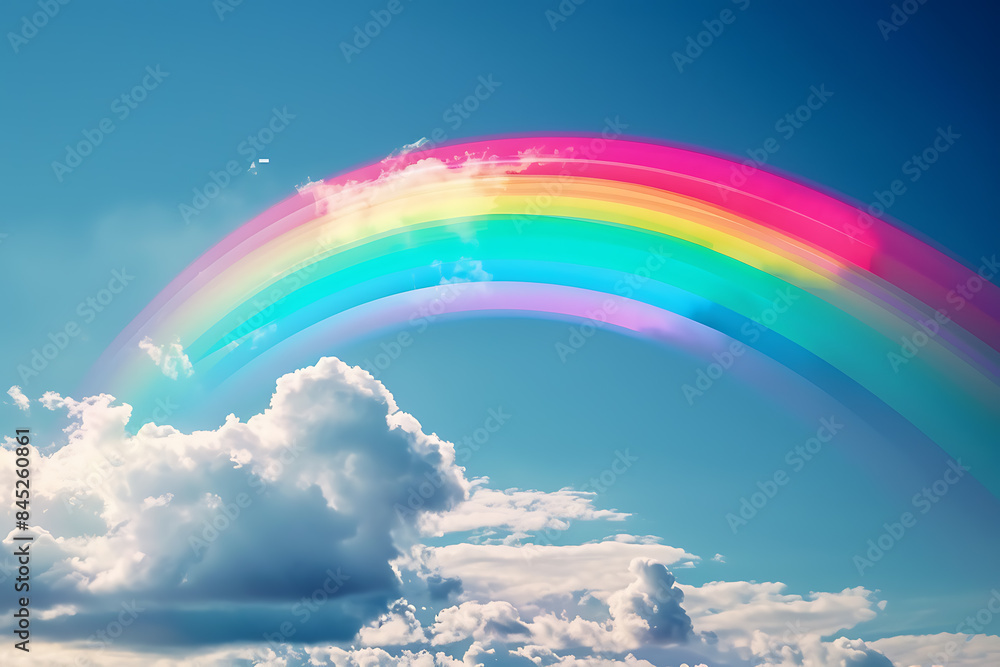 A vibrant rainbow arching across the sky, representing beauty, hope, and diversity, creating an inspiring and colorful natural spectacle A vibrant rainbow arching across the sky, representing beauty, hope, and diversity, creating an inspiring and colorful natural spectacle