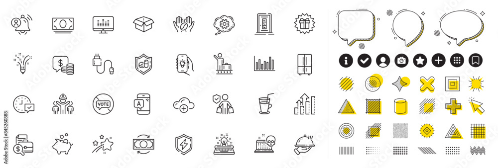 Set of Accounting report, Coffee and Engineering team line icons for web app. Design elements, Social media icons. Electric app, Luggage belt, Restaurant food icons. Vector Set of Accounting report, Coffee and Engineering team line icons for web app. Design elements, Social media icons. Electric app, Luggage belt, Restaurant food icons. Vector